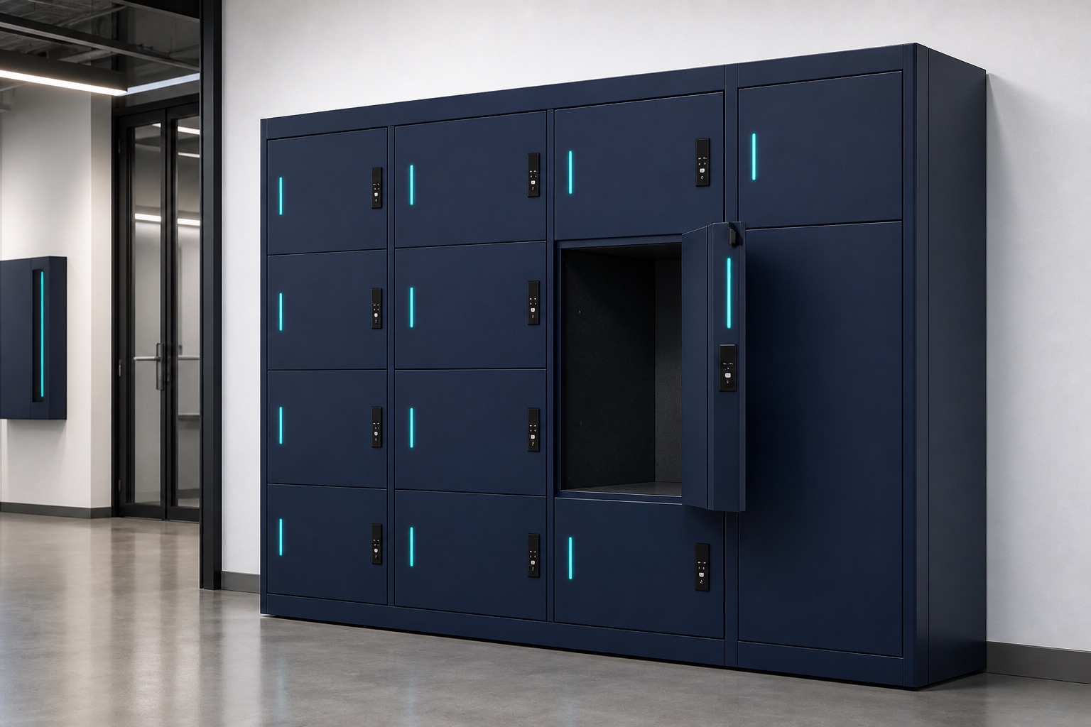 Illustrated visualisation of Asset Lockers — not a photograph of a VERO product or installation.