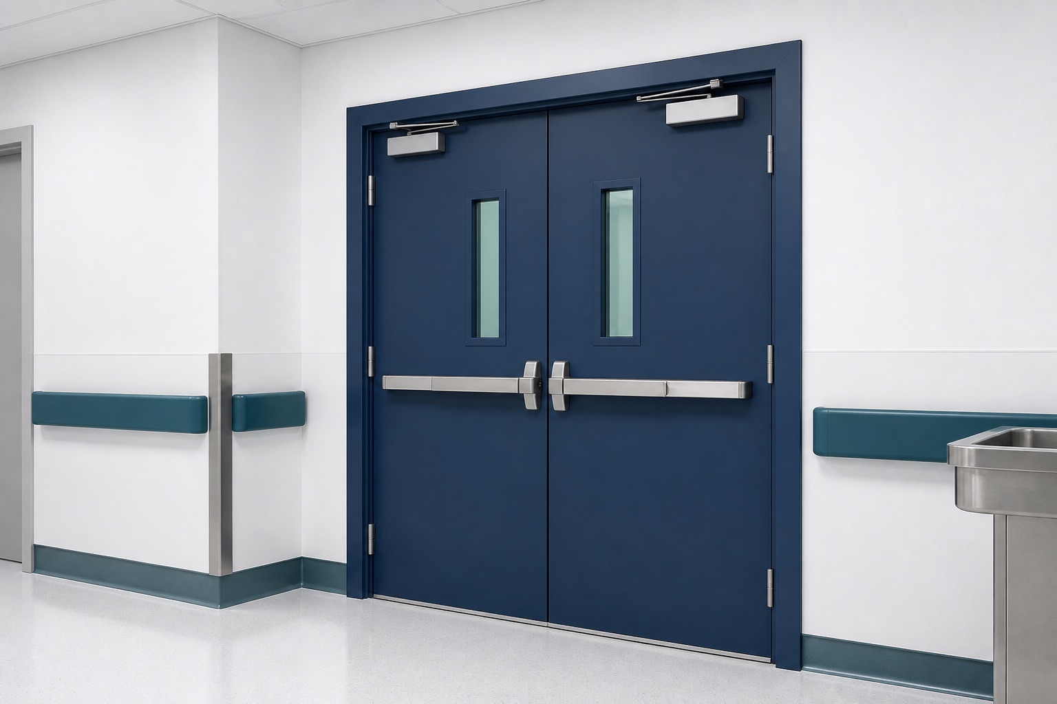 Illustrated visualisation of Fire-Rated Doors — not a photograph of a VERO product or installation.