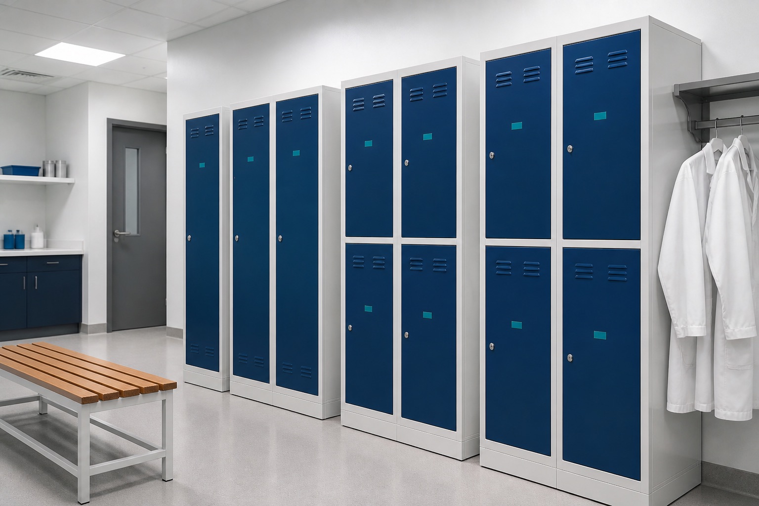 Illustrated visualisation of Hospital Lockers — not a photograph of a VERO product or installation.