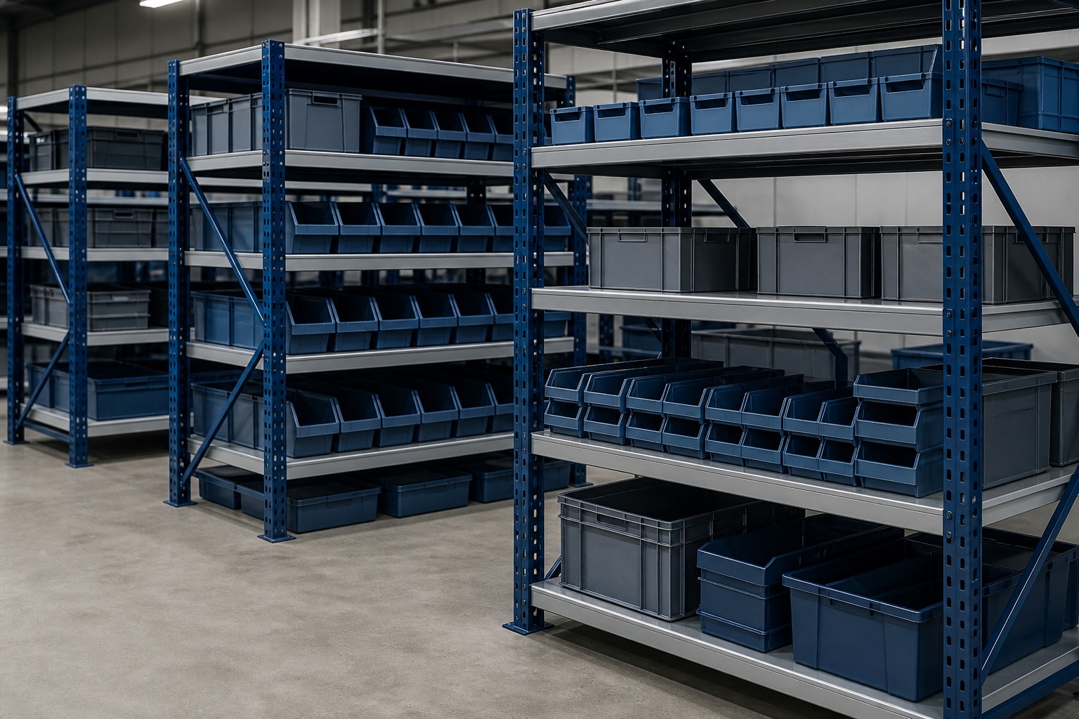Illustrated visualisation of Industrial Racks — not a photograph of a VERO product or installation.
