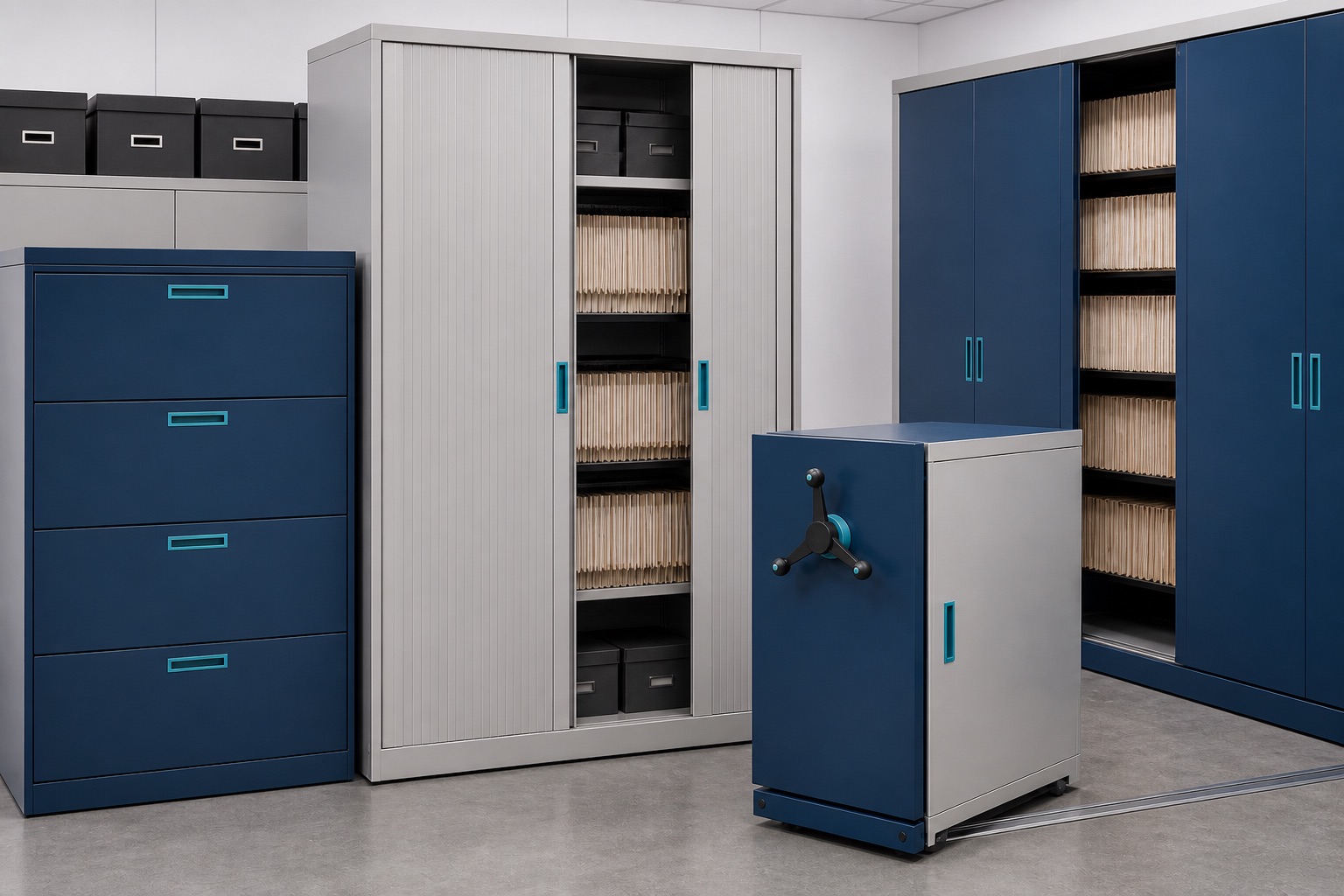 Illustrated visualisation of MRD Cabinets — not a photograph of a VERO product or installation.