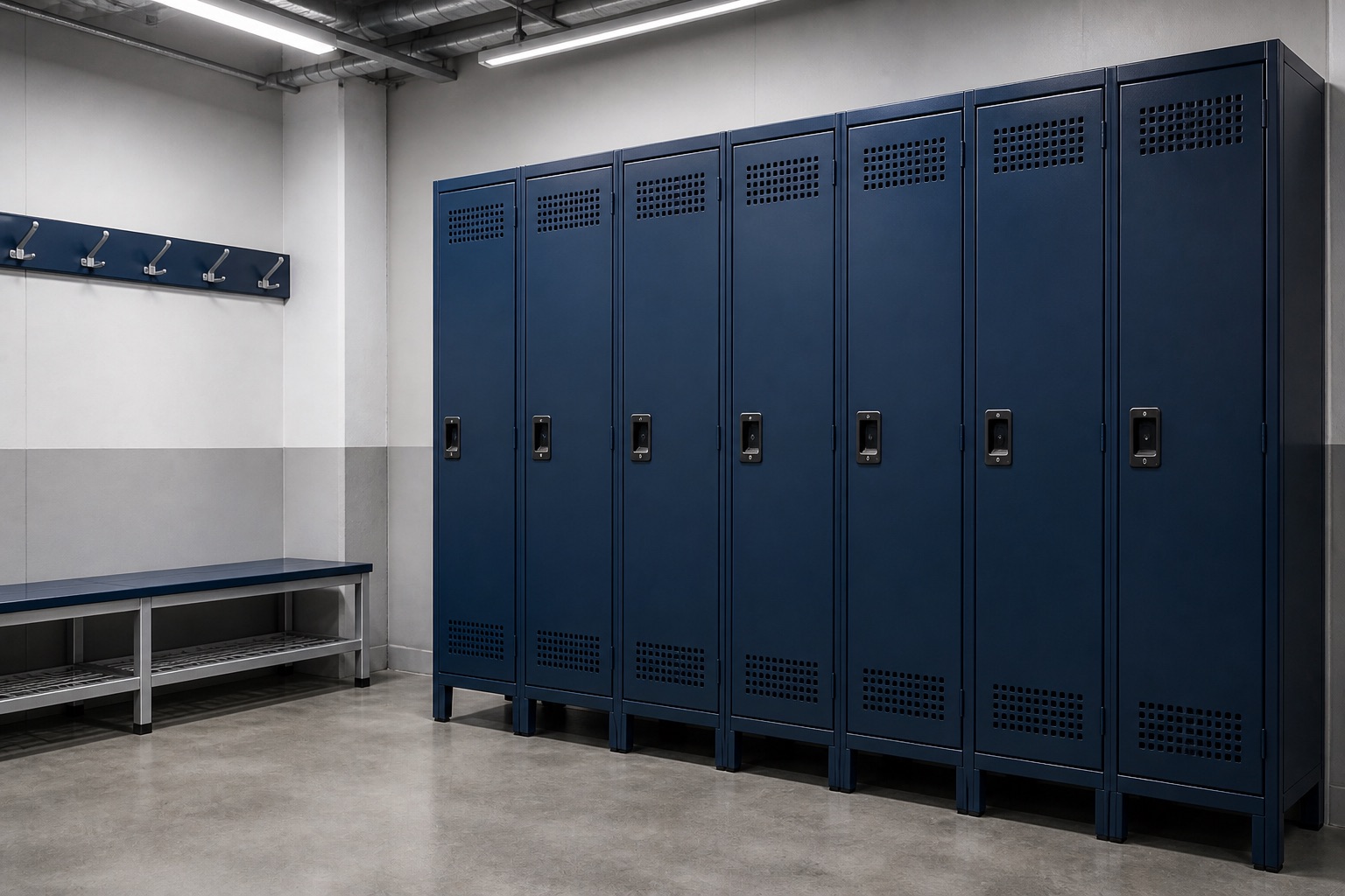 Illustrated visualisation of Worker Lockers — not a photograph of a VERO product or installation.